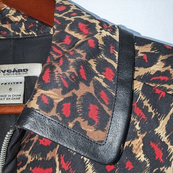 Vintage Nygard Petites animal-print blazer with leather trim size 6 EUC - Picture 10 of 10